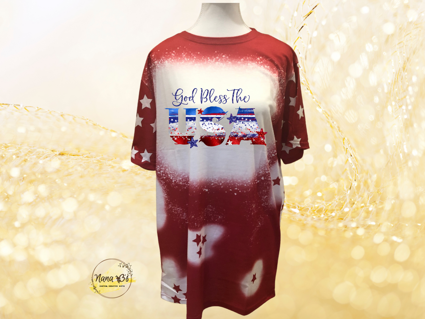 FOURTH OF JULY TEES God Bless the USA Red w stars