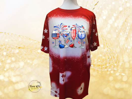 FOURTH OF JULY TEES Martini and Wine Glasses