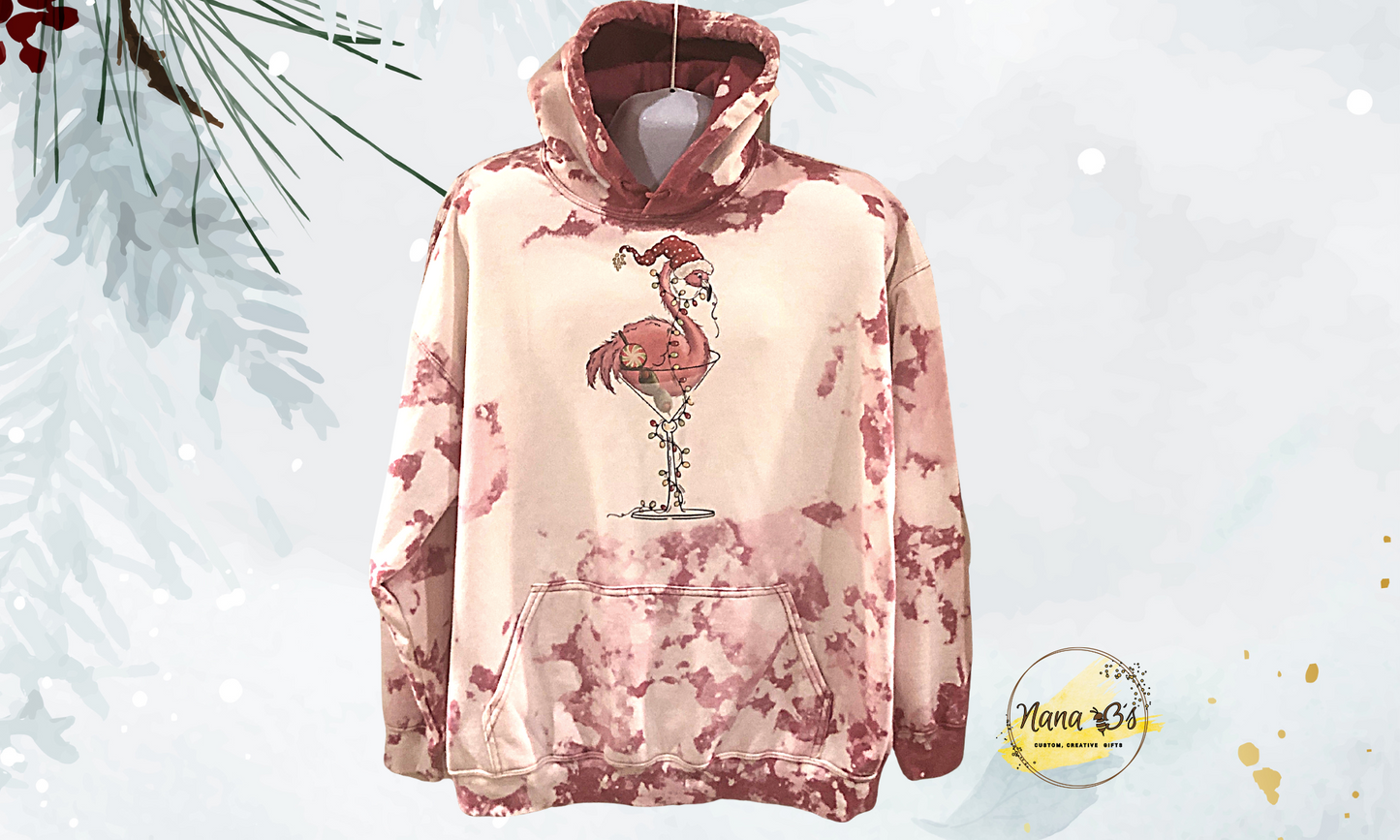 Flamingo with Martini Glass Hoodie