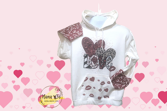 Valentines Hoodie Hearts and Love