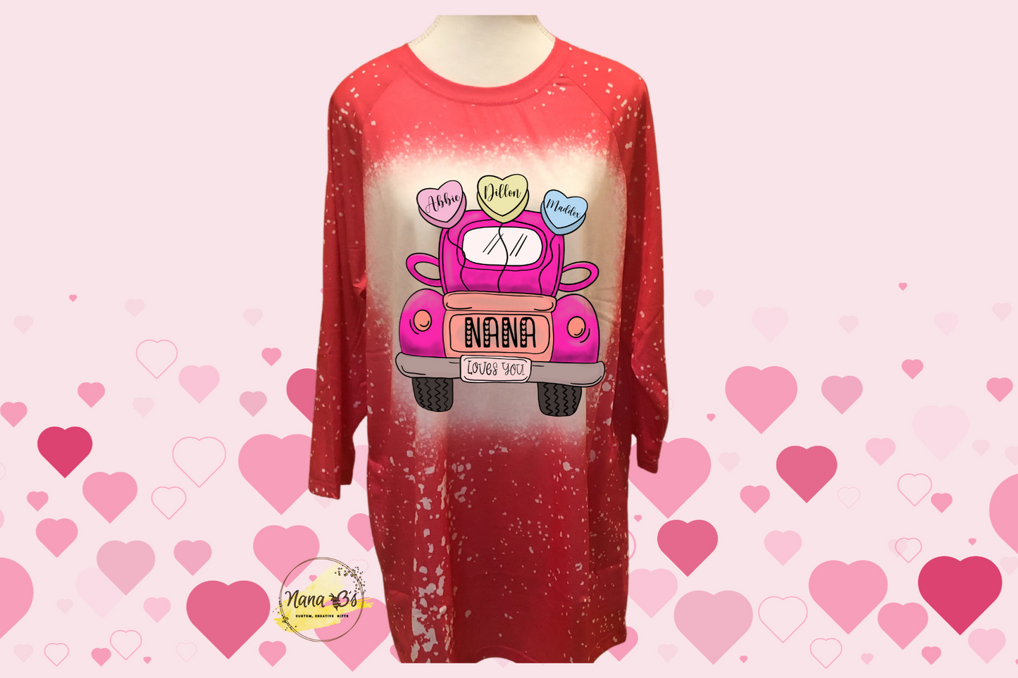 Valentine 3/4 length sleeve Nana and Grandkids