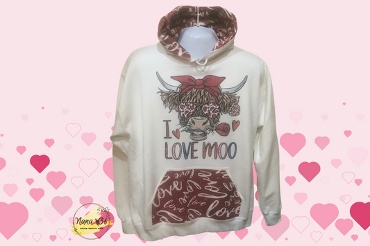 Valentines Hoodie I Love MOO